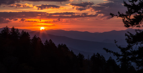 Mountain Sunrise With Sunburst