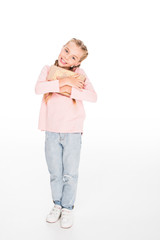 child hugging present