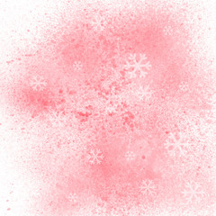 Snowflakes with red spray paint on white background