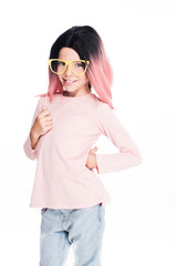 kid in pink wig