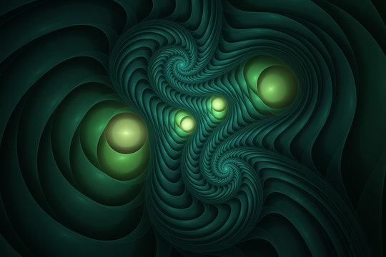 Gems and melting plastic. Abstract fractal design. Isolated on black background.