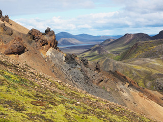 Fototapeta premium Colorful mountains at Landmannalaugar - start of Laugavegur trail, Iceland.