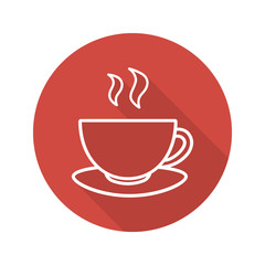 Steaming cup flat linear long shadow icon