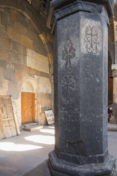 Ohanavan, Armenia, 15th September 2017: Fragment of interior of Armenian monastery in Hovhannavank