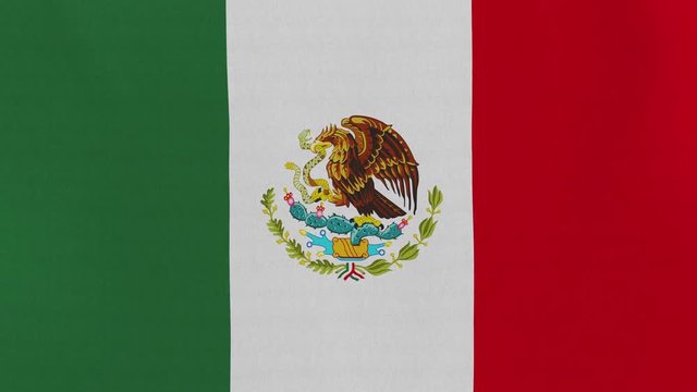 Loopable: Flag of Mexico...Mexican official flag gently waving in the wind. Highly detailed fabric texture for 4K resolution. 15 seconds loop.