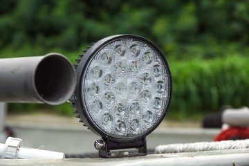 led bulb on boat in front