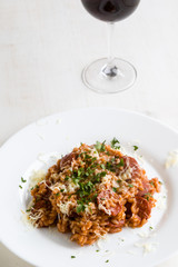 Chorizo risotto with tomato