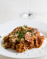 Chorizo risotto with tomato