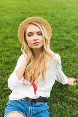 beautiful woman in straw hat