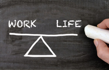 Work life balance chalkboard concept drawing