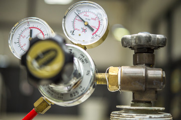 Gas pressure regulator used in the laboratory applying it to scientific instruments.,Close up image