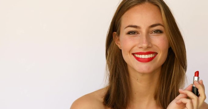 Bright red lipstick babe