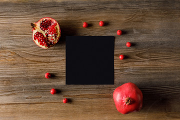 Fototapeta na wymiar empty card with pomegranates