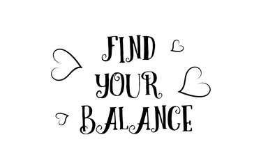 find your balance love quote logo greeting card poster design