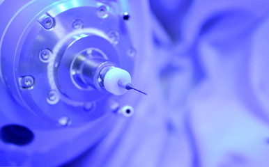 drill of medical milling machine close-up. Modern technology cad cam