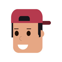 young happy man wearing sports cap icon image vector illustration design 