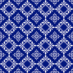 Wallpaper baroque, damask. White and blue floral pattern. Vintage ornament. background for wallpaper, printing on the packaging paper, textiles, tile.