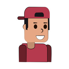 young happy man wearing sports cap icon image vector illustration design 