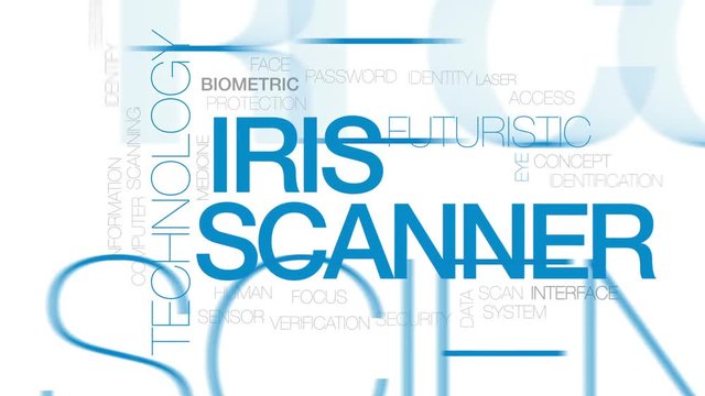 Iris scanner animated word cloud, text design animation. Kinetic typography.