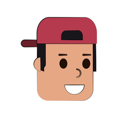young happy man wearing sports cap icon image vector illustration design 