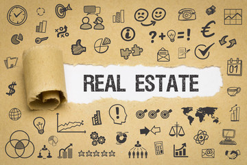 Real Estate / Papier mit Symbole