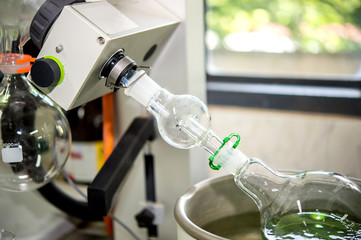 A rotary evaporator  is a device used in chemical laboratory for the efficient and gentle removal of solvents from samples by evaporation. 