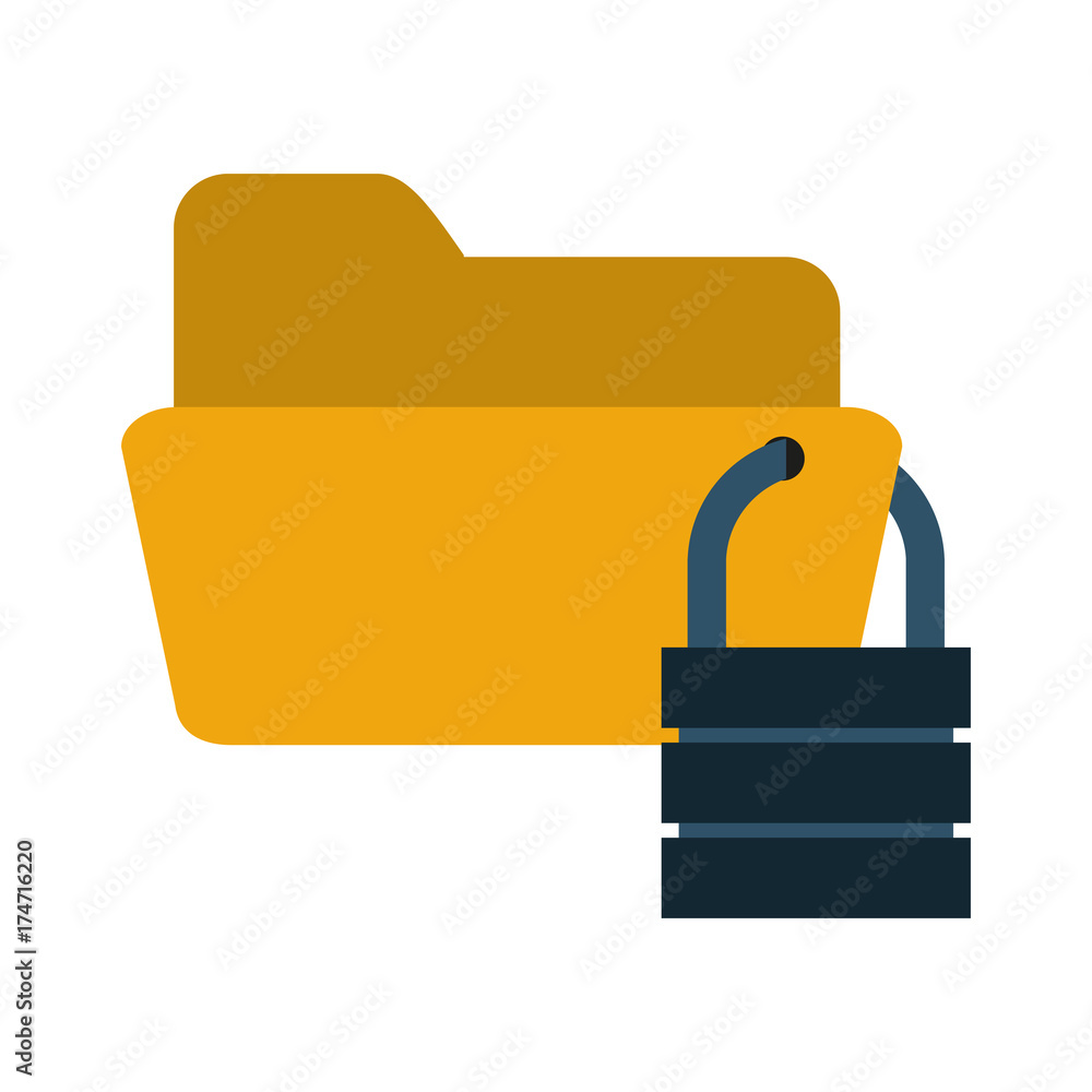 Poster file folder with safety lock icon image vector illustration design