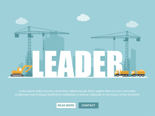 Crane and leader building. Infographic Template. Vector Illustration.
