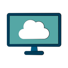 computer with cloud storage icon image vector illustration design 