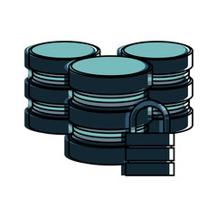 databases with safety lock data center icon image vector illustration design 
