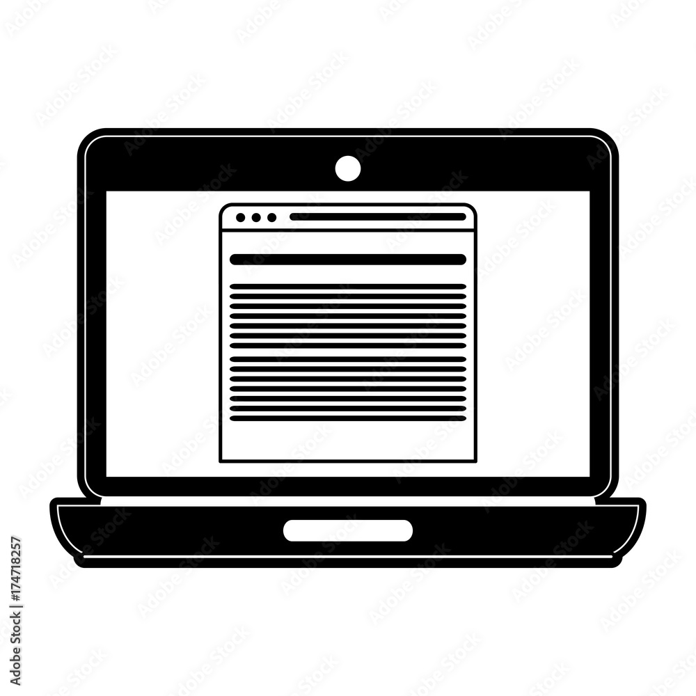 Poster tab open on computer screen icon image vector illustration design black and white