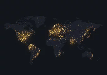 Nachtkarte der Welt leuchtet Land und Stadt. © lauritta