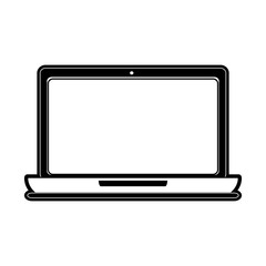 laptop with blank screen icon image vector illustration design  black and white