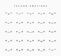 Set techno emotions to create characters. Emoji for Web.