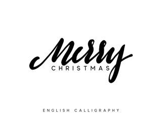 Fototapeta na wymiar Text Merry Christmas. Xmas hand drawn calligraphy lettering.