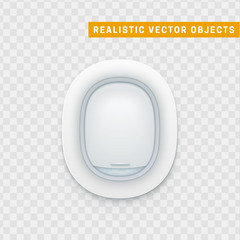 Realistic portholes of airplane. White window aircraft vector illustration