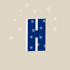 Colorful letter H with snowflake. Stylish vector icon
