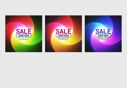 3 Multicolored Spiral Web Banner Layouts 1
