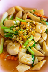 Stir Fried Mushrooms. Thai food background