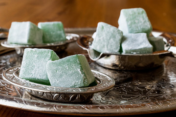 Turkish Delight with Mint Aroma on silver tray