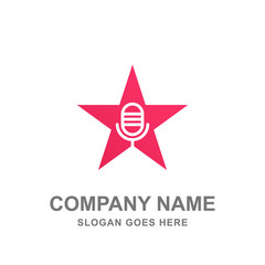 Microphone Star Singing Contest Logo Vector Icon 