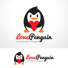 Love Penguin Logo Template Design Vector, Emblem, Design Concept, Creative Symbol, Icon