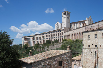 Fototapeta na wymiar Basilica of San Francesco d'Assisi in Italy - outer view