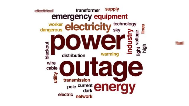 Power outage animated word cloud, text design animation.