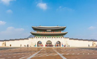 Gyeongbokgung palace with blue sky.