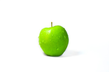 green apple on white background