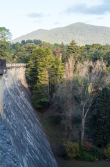 Maroondah Reservoir dam wall in the Yarra Valley, Victoria.
