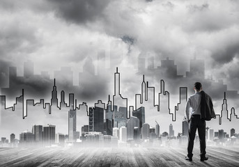 Motivation and inspiration concept with modern cityscape and bus