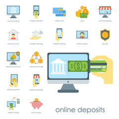 Money finanse banking safety icons business currency card deposit payment vector illustration.
