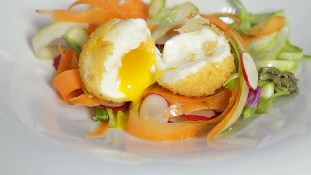 fried egg and salad 